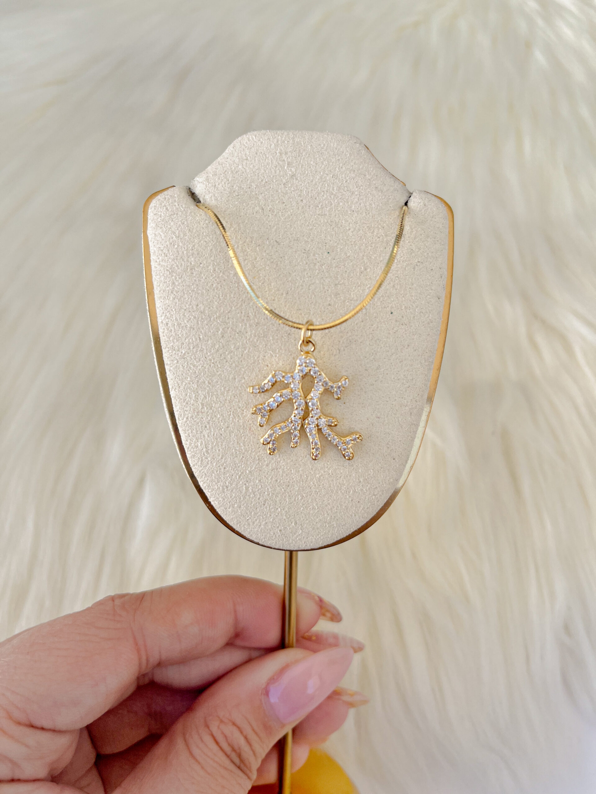 Cadena Coral con cristales