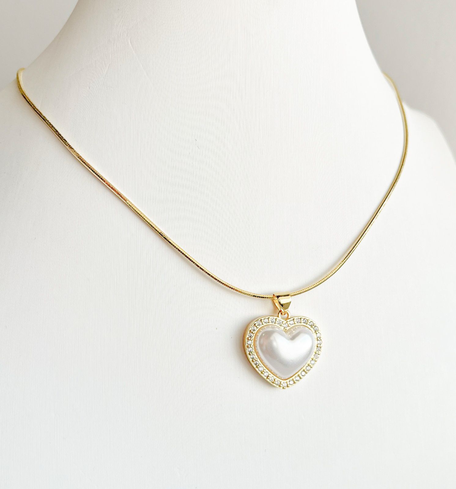 Cadena Corazon de Perla y cristales