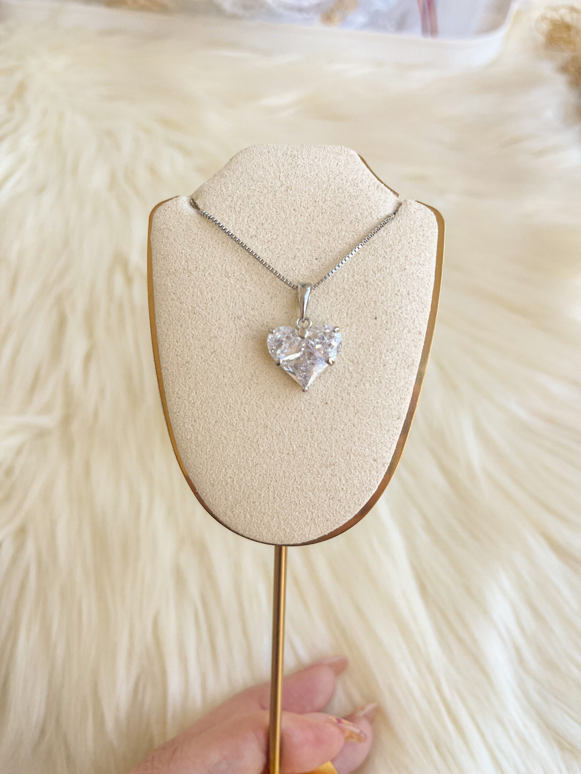 Cadena Plata corazon de cristal