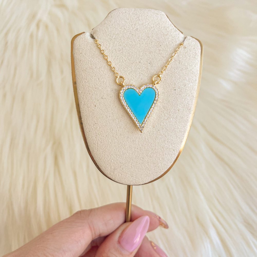 Cadena Corazon aguamarina