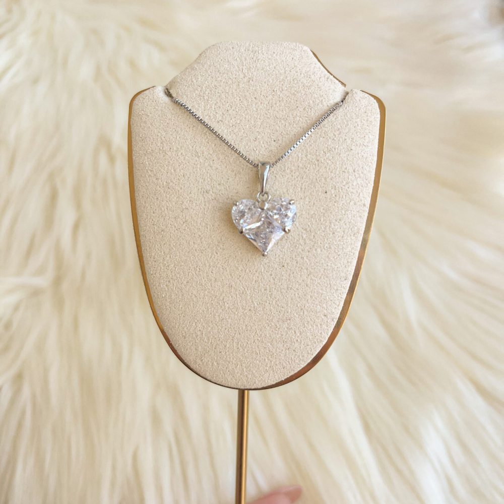 Cadena Plata corazon de cristal